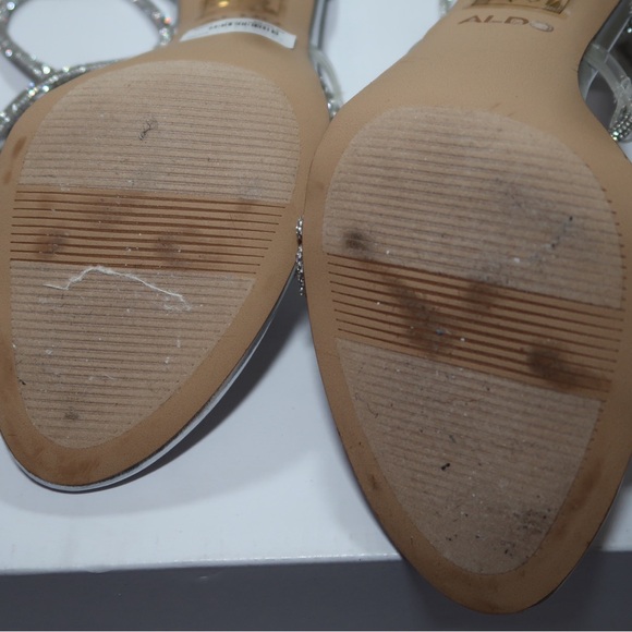 ALDO Marly Silver Rhinestone Embellished Ankle-Tie Dress Sandals - Picture 5 of 6